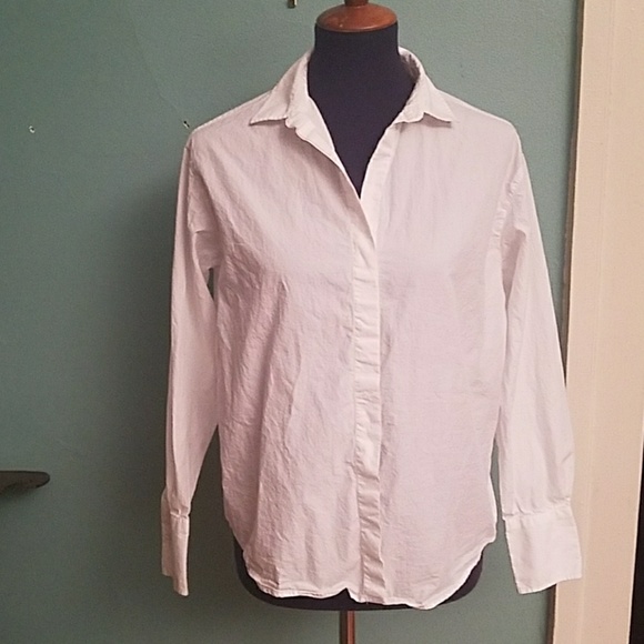 Zara Tops Zara Basics White Cotton Button Down Shirt Poshmark